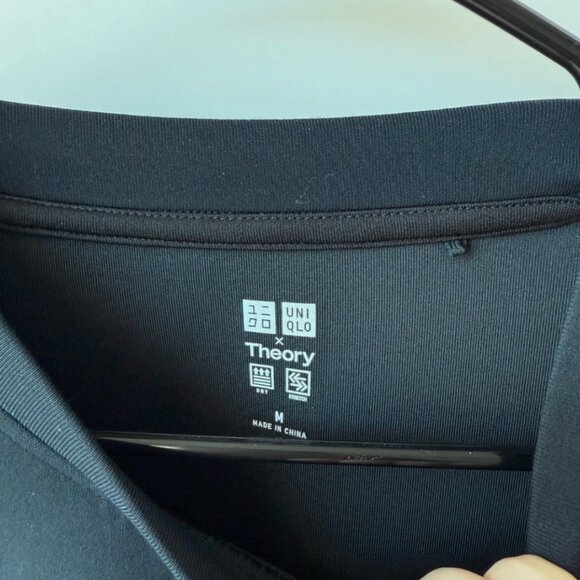 Theory x Uniqlo Ultra Stretch Pullover Sweatshirt Black Unisex M Zip Hem Scuba - Picture 3 of 6